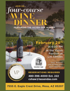 Four Course Wine Dinner Featuring The Silver Oak Winery